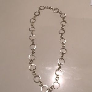 Brushed Silver tone circle necklace - approx 24”